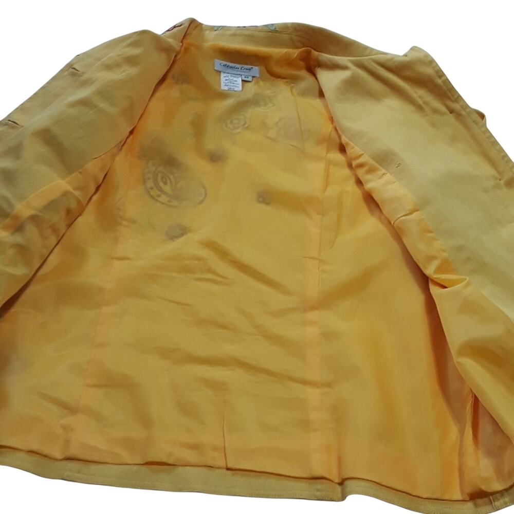 Womens Sz S Yellow Red Embroidered Cow Girl Y2K 90s Western Denim Jacket - Picture 7 of 13